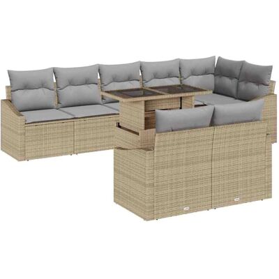Ensemble de Canapés de Jardin VidaXL - 9 Pièces Beige en Rotin Ensemble de Canapés de Jardin VidaXL - 9 Pièces Beige en Rotin
