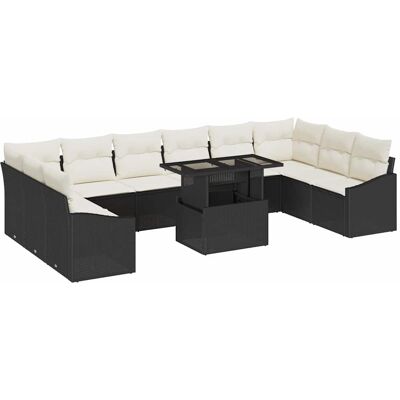 Ensemble de Canapés de Jardin Vidaxl - 11 Pièces en Poly-Rattan Noir Résistant aux Intempéries Ensemble de Canapés de Jardin Vidaxl - 11 Pièces en Poly-Rattan Noir Résistant aux Intempéries