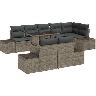 Ensemble de canapé de jardin - 9 pièces, gris, rectangulaire - Mobilier d'extérieur Ensemble de canapé de jardin - 9 pièces, gris, rectangulaire - Mobilier d'extérieur