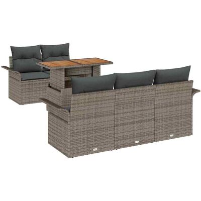 Ensemble de Canapés de Jardin Vidaxl 6 Gris Poliratán Ensemble de Canapés de Jardin Vidaxl 6 Gris Poliratán
