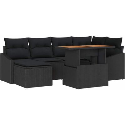Ensemble de Canapés de Jardin Vidaxl - Rotin Noir Moderne - 7 Pièces Ensemble de Canapés de Jardin Vidaxl - Rotin Noir Moderne - 7 Pièces