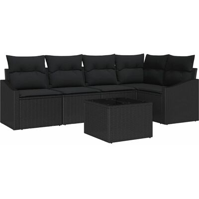 Ensemble de Canapé de Jardin Noir - 6 Pièces, Moderne & Résistant aux Intempéries Ensemble de Canapé de Jardin Noir - 6 Pièces, Moderne & Résistant aux Intempéries
