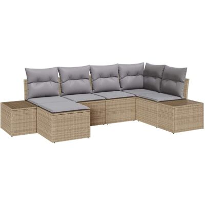 Ensemble de Canapé de Jardin Beige 6 Pièces - Mobilier d'Extérieur Ensemble de Canapé de Jardin Beige 6 Pièces - Mobilier d'Extérieur