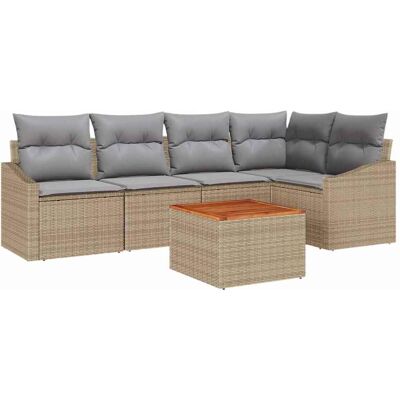 Ensemble de Canapé de Jardin Beige - Mobilier en Rotin Modulable 6 Pièces Ensemble de Canapé de Jardin Beige - Mobilier en Rotin Modulable 6 Pièces