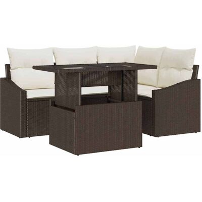 VIDAXL Ensemble de Canapés de Jardin - Marron - 5 Pièces VIDAXL Ensemble de Canapés de Jardin - Marron - 5 Pièces