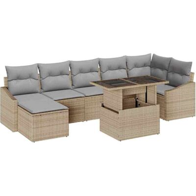Ensemble Canapé Jardin Beige - 8 Pièces Mobilier Extérieur Ensemble Canapé Jardin Beige - 8 Pièces Mobilier Extérieur