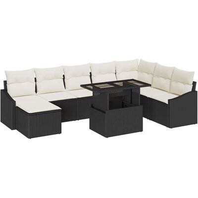 VIDAXL - Ensemble de Canapés de Jardin 9 pièces en Rotin Noir VIDAXL - Ensemble de Canapés de Jardin 9 pièces en Rotin Noir