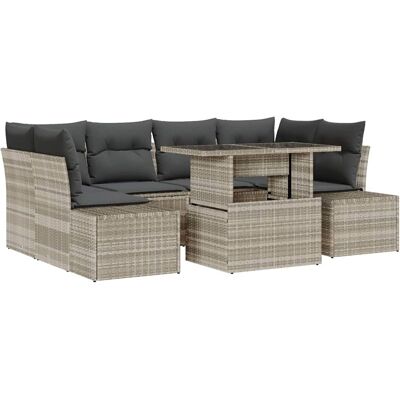 Ensemble de Canapés de Jardin VIDAXL 7 pièces avec coussins gris synthétique Ensemble de Canapés de Jardin VIDAXL 7 pièces avec coussins gris synthétique
