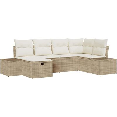 VidaXL Ensemble Canapés Jardin 6 pièces Beige Rotin VidaXL Ensemble Canapés Jardin 6 pièces Beige Rotin