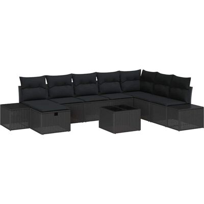 vidaXL - Ensemble Canapé de Jardin 9 Pièces - Noir vidaXL - Ensemble Canapé de Jardin 9 Pièces - Noir