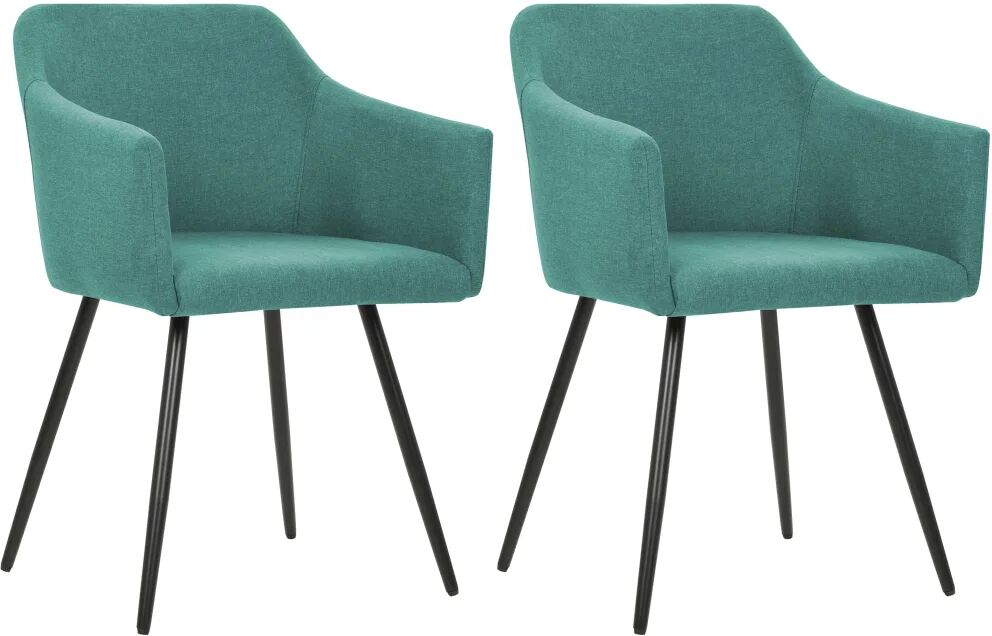 vidaXL Chaises de salle à manger 2 pcs Vert Tissu