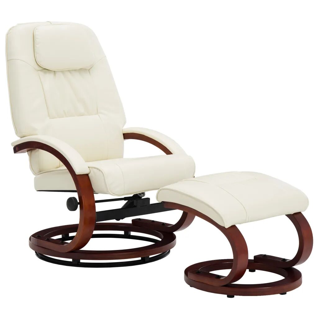 vidaXL Fauteuil inclinable avec repose-pied Blanc cassé Similicuir