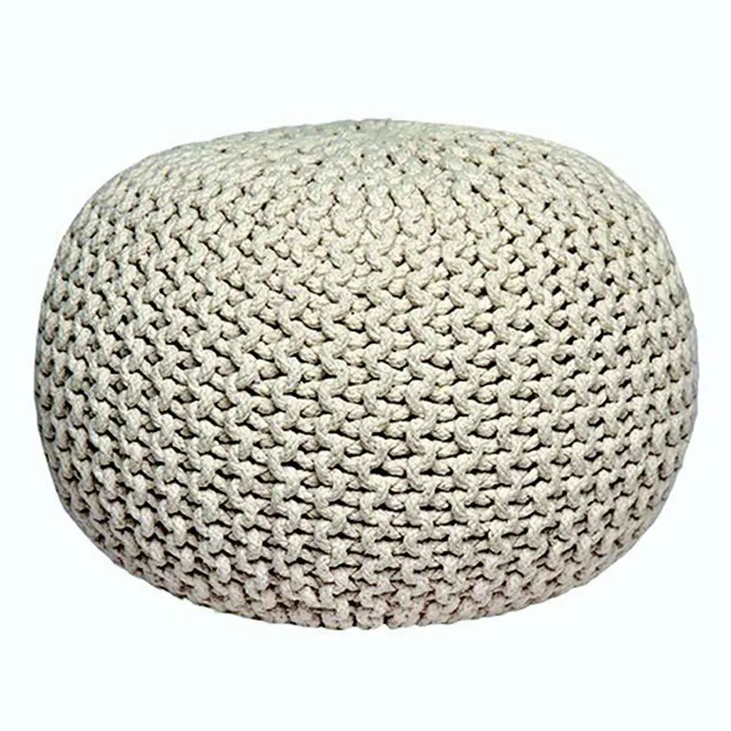 LABEL51 Pouf tricoté Coton M Naturel