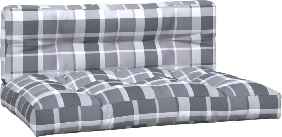 vidaXL Coussins de canapé palette 2 pcs Motif à carreaux gris