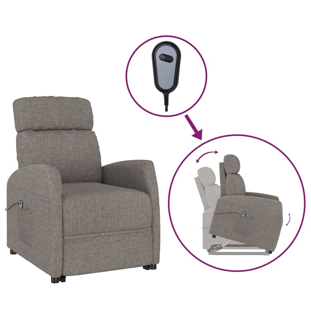 vidaXL Fauteuil inclinable Taupe Tissu