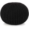 vidaXL Pouf tricoté à la main Coton 50 x 35 cm Noir