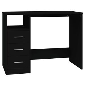 vidaXL Bureau avec tiroirs Noir 102x50x76 cm Bois d'ingénierie