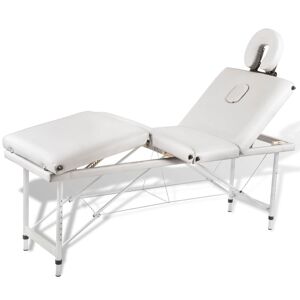 vidaXL Table pliable de massage Blanc crème 4 zones au cadre aluminium