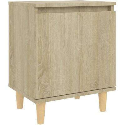 Table de nuit Sonoma Chêne avec Pieds en Bois Massif Table de nuit Sonoma Chêne avec Pieds en Bois Massif