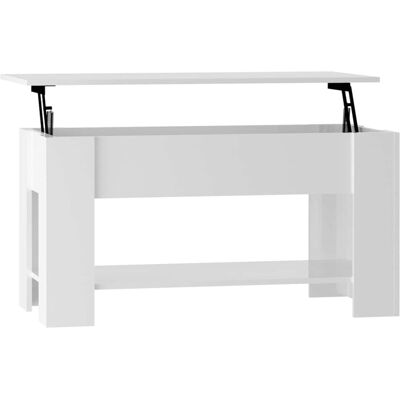 Table basse blanche brillante vidaXL avec surface relevable - Table de salon Table basse blanche brillante vidaXL avec surface relevable - Table de salon