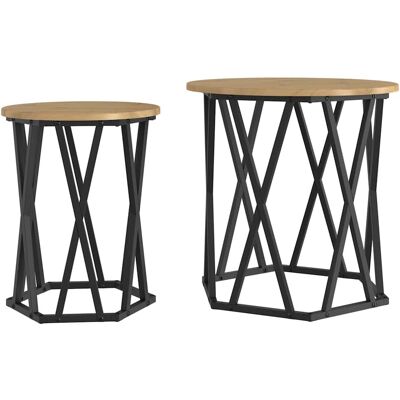 vidaXL Artisan Eiche MDF, Metall Mittel Table Basse Ronde Industrie Marron - Table Basse vidaXL Artisan Eiche MDF, Metall Mittel Table Basse Ronde Industrie Marron - Table Basse