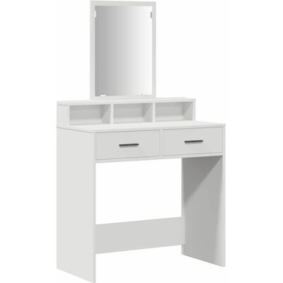 vidaXL Table de Beauté Blanche - Moderne, Gain de place avec Miroir vidaXL Table de Beauté Blanche - Moderne, Gain de place avec Miroir