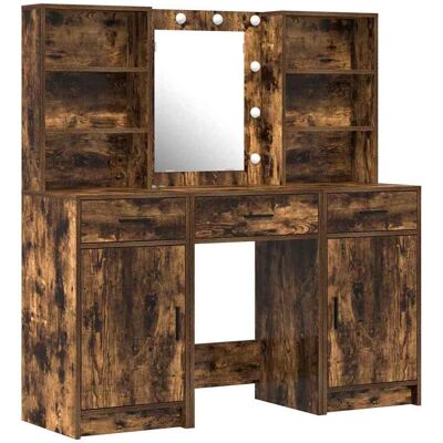 Ensemble de Tables de Coiffeuse en Chêne Fumé de 3 Pièces - Mobilier Chambre Ensemble de Tables de Coiffeuse en Chêne Fumé de 3 Pièces - Mobilier Chambre