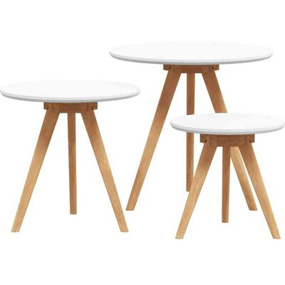 Ensemble de Tables de Café en Bois de Noyer - Table Basse Ronde Ensemble de Tables de Café en Bois de Noyer - Table Basse Ronde