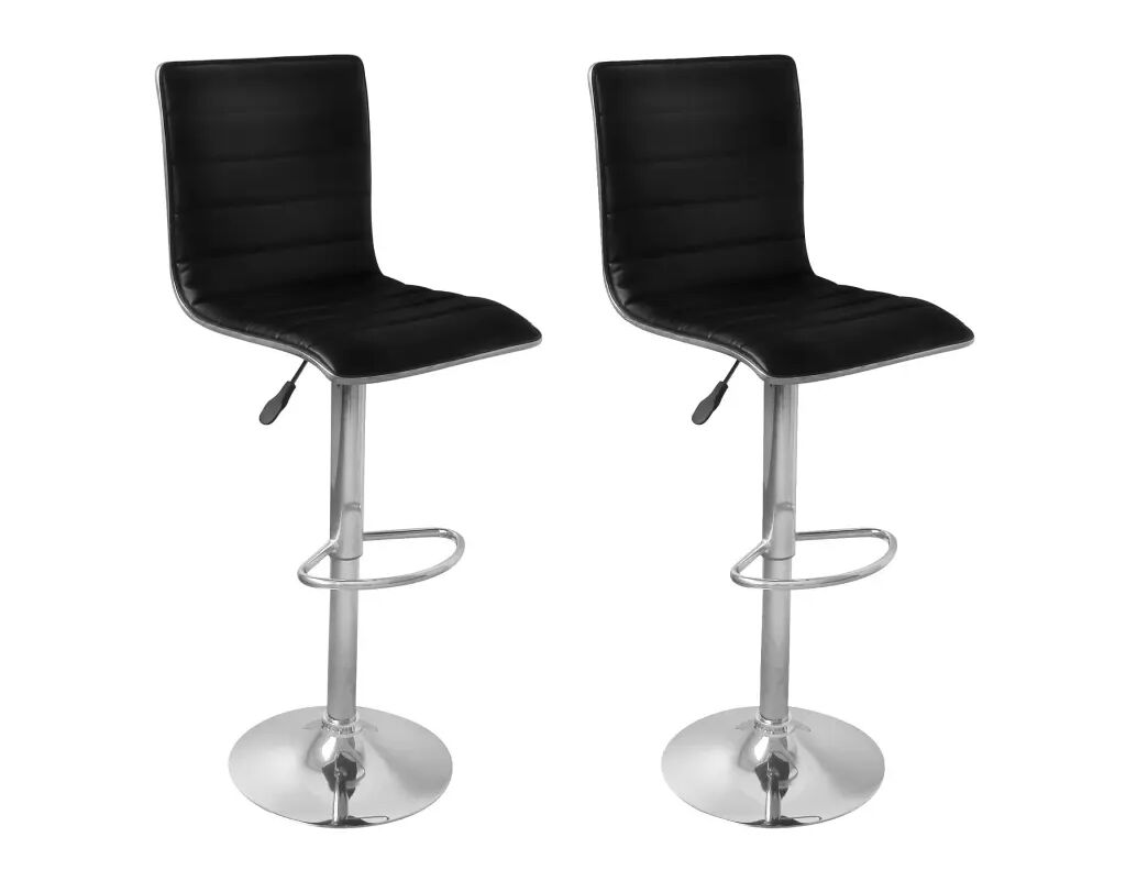 vidaXL Tabourets de bar 2 pcs Noir Similicuir