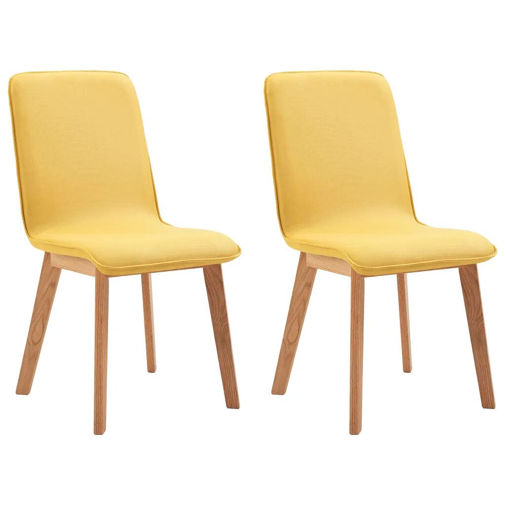 vidaXL 2 pcs Chaises de salle à manger Jaune Tissu et chêne massif