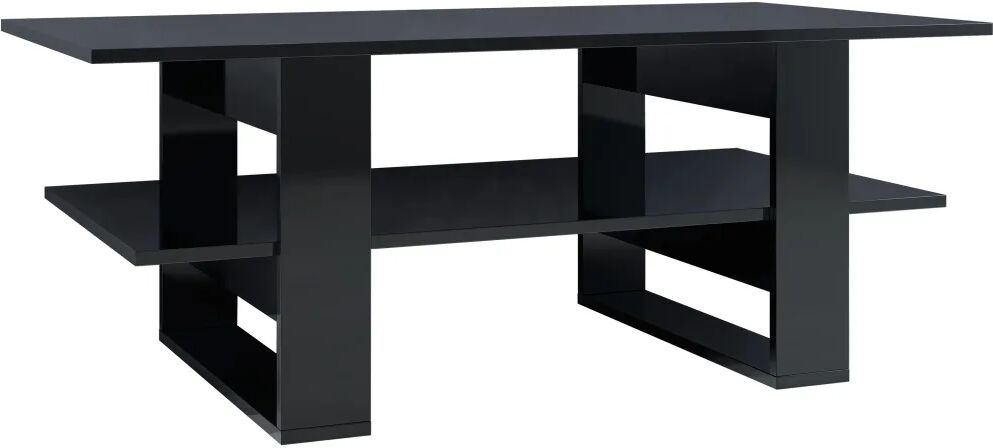 vidaXL Table basse Noir brillant 110x55x42 cm Aggloméré