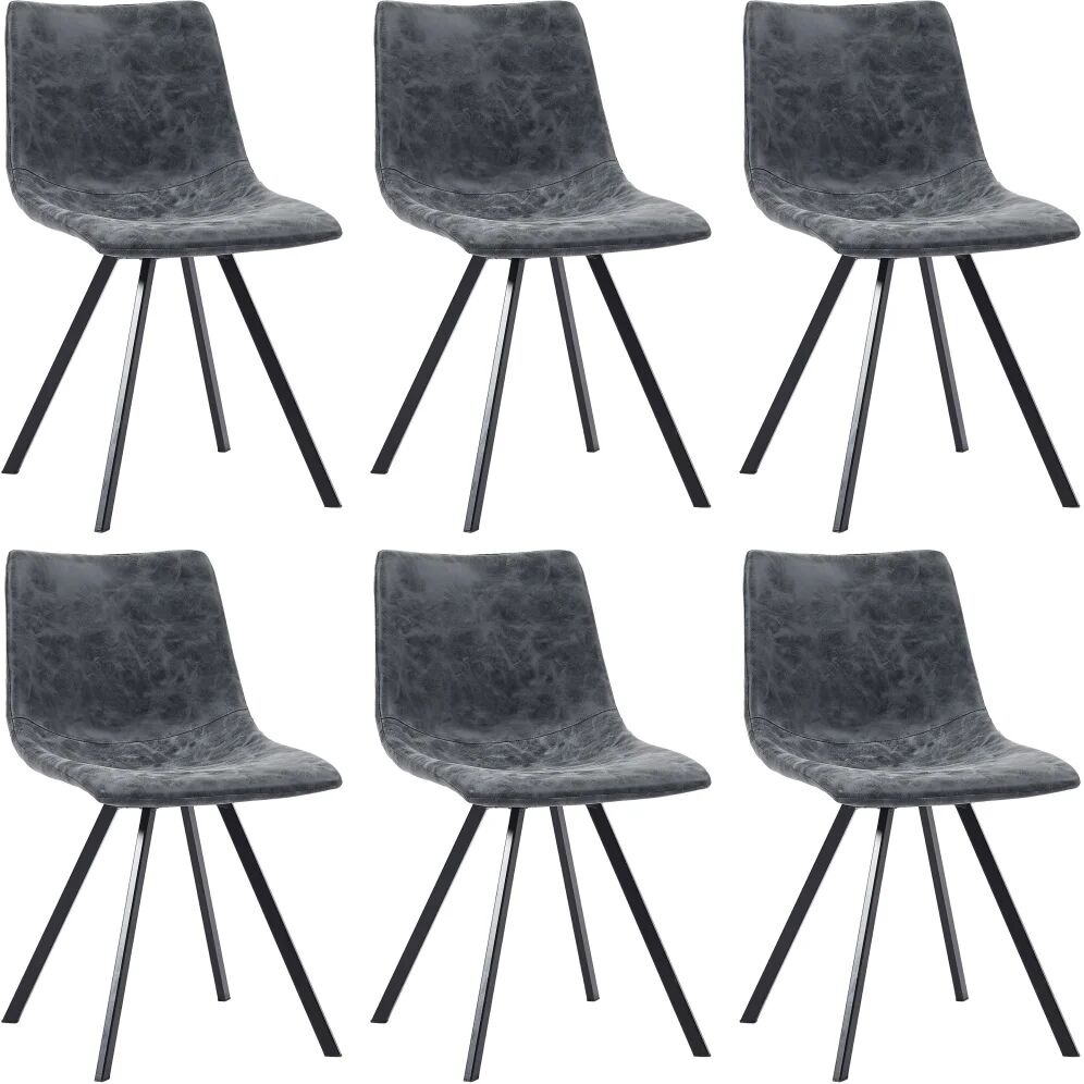 vidaXL Chaises de salle à manger 6 pcs Noir Similicuir