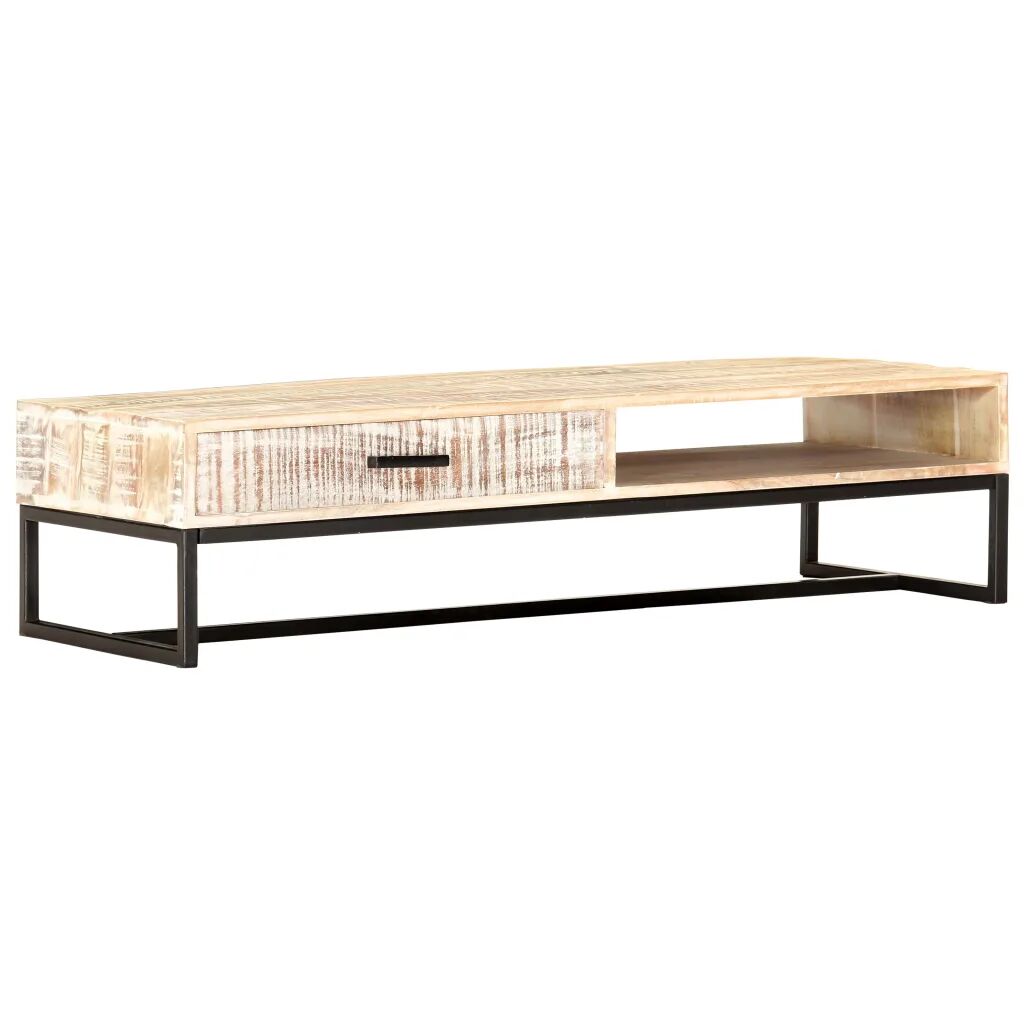 vidaXL Table basse Blanc 117 x 50 x 30 cm Bois d'acacia solide