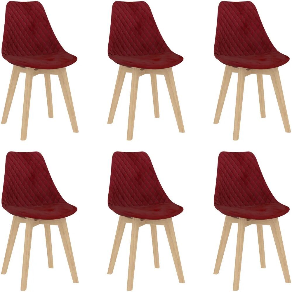 vidaXL Chaises de salle à manger 6 pcs Rouge bordeaux Velours