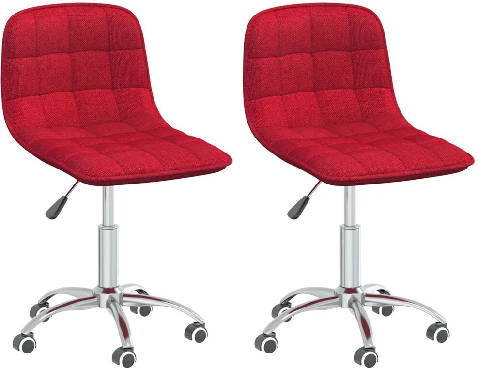 vidaXL Chaises pivotantes de salle à manger 2 pcs Rouge bordeaux Tissu