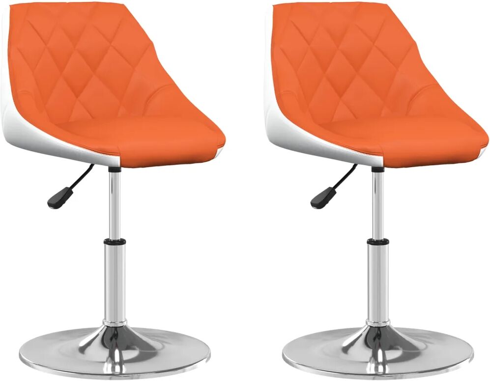 vidaXL Chaises à dîner pivotantes 2 pcs Orange et blanc Similicuir