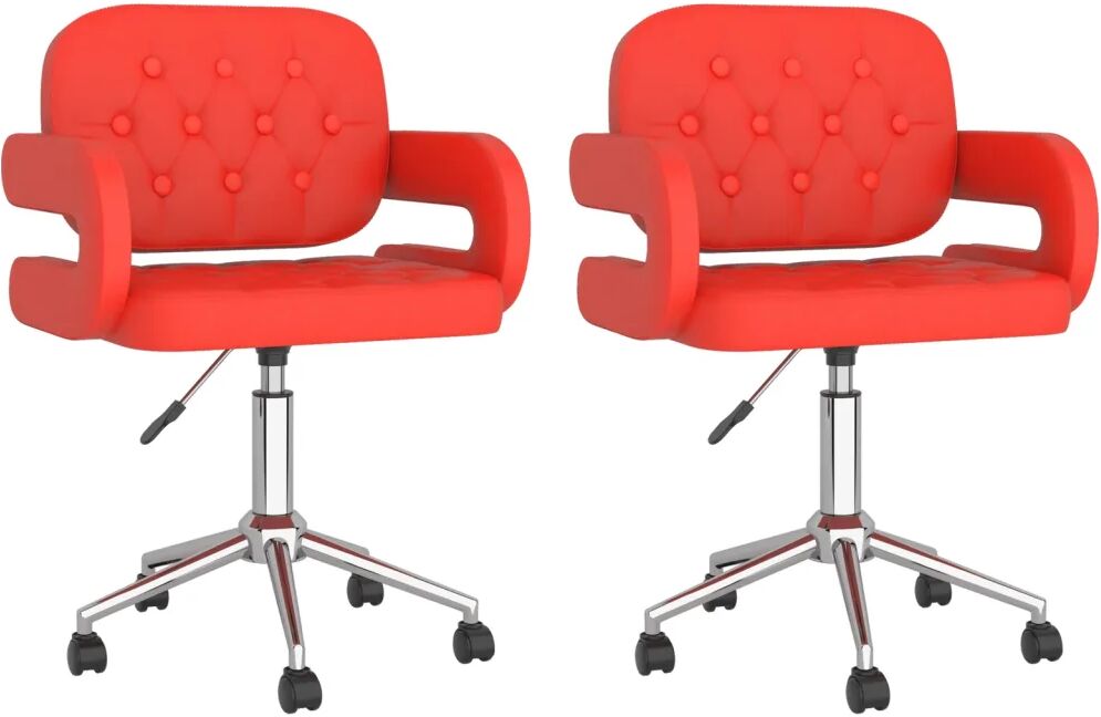 vidaXL Chaises pivotantes de salle à manger 2 pcs Rouge Similicuir