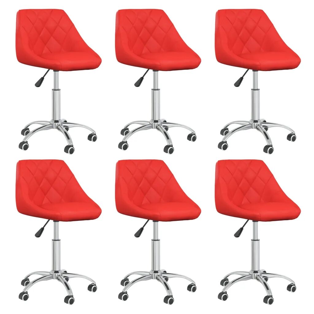 vidaXL Chaises pivotantes de salle à manger 6 pcs Rouge Similicuir