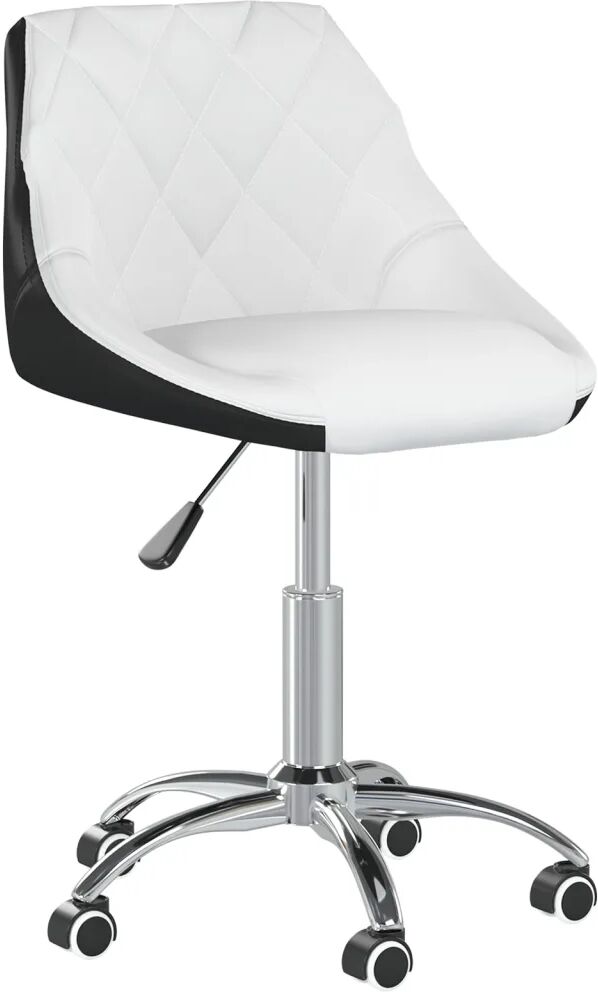 vidaXL Chaise pivotante de salle à manger Blanc et noir Similicuir