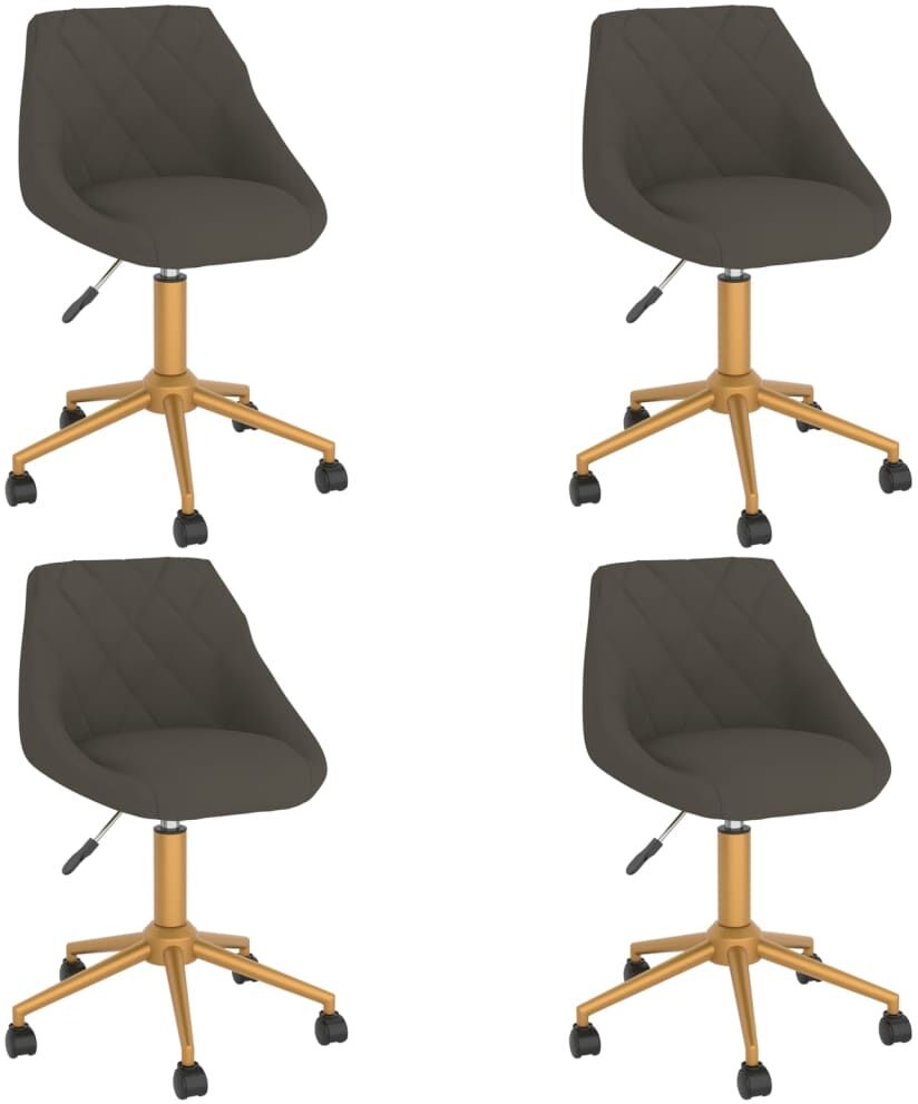 vidaXL Chaises pivotantes de salle à manger 4 pcs Gris foncé Velours