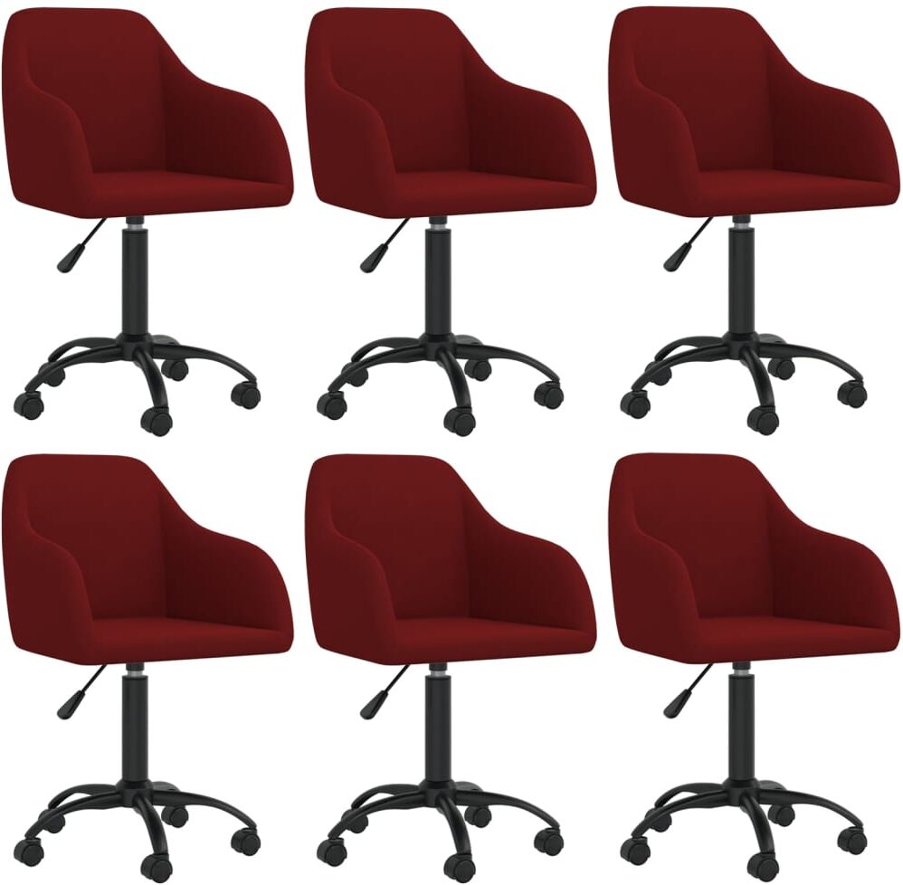 vidaXL Chaises à dîner pivotantes 6 pcs Rouge bordeaux Velours