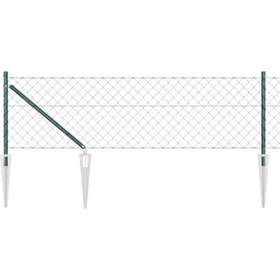 vidaXL Clôture en maillons avec pointes 25 x 0,6 m Vert Maille vidaXL Clôture en maillons avec pointes 25 x 0,6 m Vert Maille