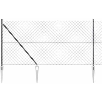 vidaXL Clôture en maillons avec pointes 10 x 1 m Gris Maille vidaXL Clôture en maillons avec pointes 10 x 1 m Gris Maille