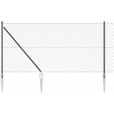 vidaXL Clôture en maillons avec pointes 10 x 1,4 m Gris Maille vidaXL Clôture en maillons avec pointes 10 x 1,4 m Gris Maille