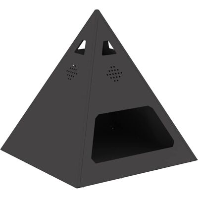 vidaXL Grille à feu pyramide en acier noir grande vidaXL Grille à feu pyramide en acier noir grande