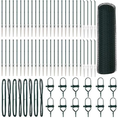 vidaXL Clôture hexagonale avec poteau 100 x 0,8 m Vert Maille vidaXL Clôture hexagonale avec poteau 100 x 0,8 m Vert Maille