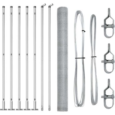 vidaXL Clôture hexagonale avec base en béton 10 x 1,6 m Argenté Maille vidaXL Clôture hexagonale avec base en béton 10 x 1,6 m Argenté Maille