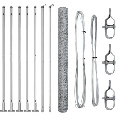 vidaXL Clôture hexagonale avec base en béton 10 x 1,6 m Argenté Maille vidaXL Clôture hexagonale avec base en béton 10 x 1,6 m Argenté Maille