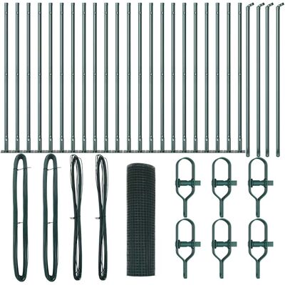 vidaXL 13 Poteaux avec Fixation Verte - Clôture vidaXL 13 Poteaux avec Fixation Verte - Clôture