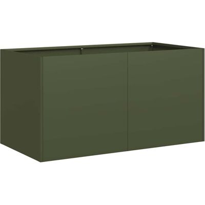 vidaXL Pot de Fleurs en Acier Vert Olive 80x40x40 cm - Jardinière vidaXL Pot de Fleurs en Acier Vert Olive 80x40x40 cm - Jardinière